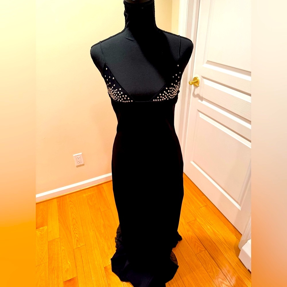 Talk of the Walk Black and Red Spaghetti Strap Gown